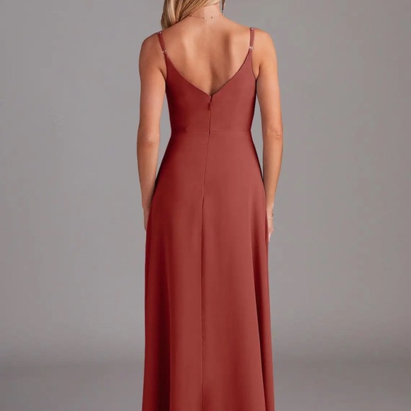 Azazie Daenerys Terracotta chiffon dress size 4! - Picture 2 of 7